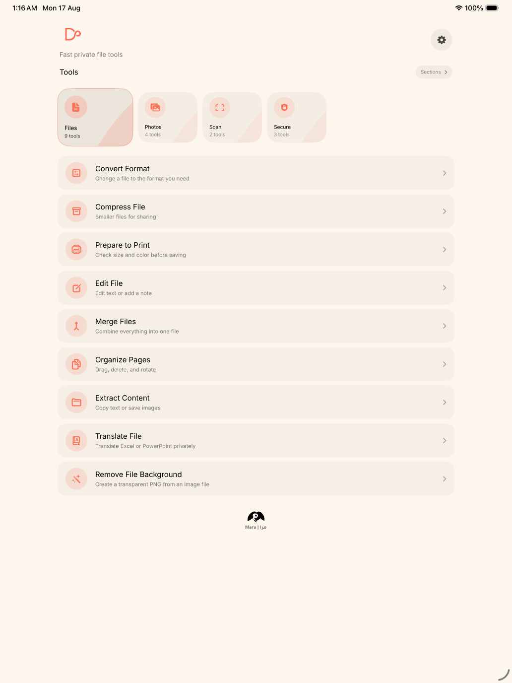 DocMara running on iPad